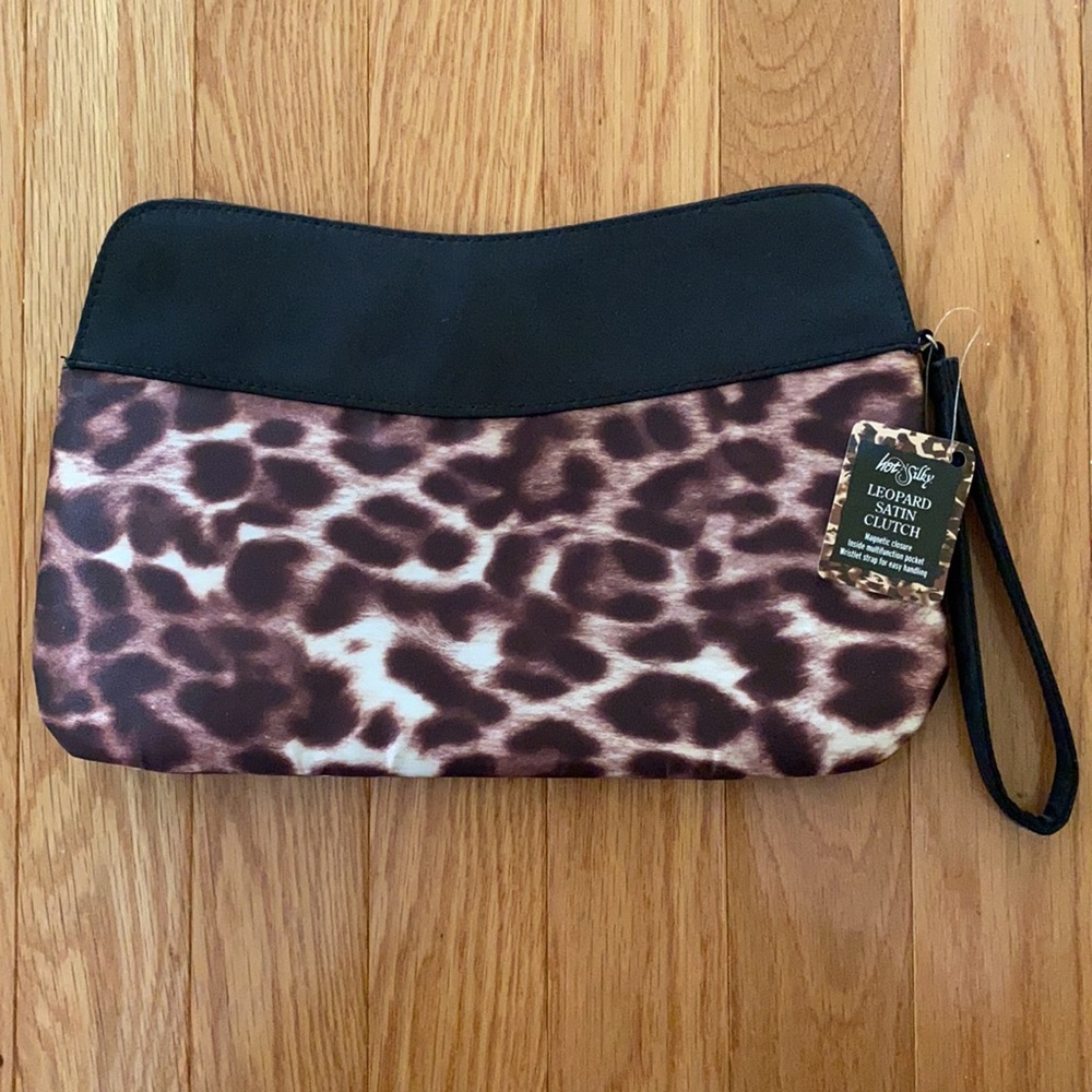 Leopard Satin Clutch